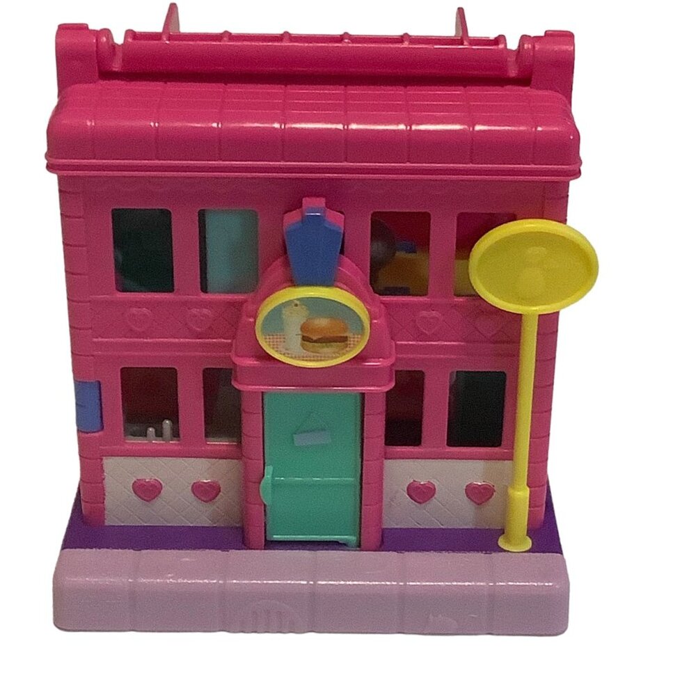 Polly Pocket Mattel Micro Doll ‎ Playset Pollyville Diner and Arcade Store 4"x4"